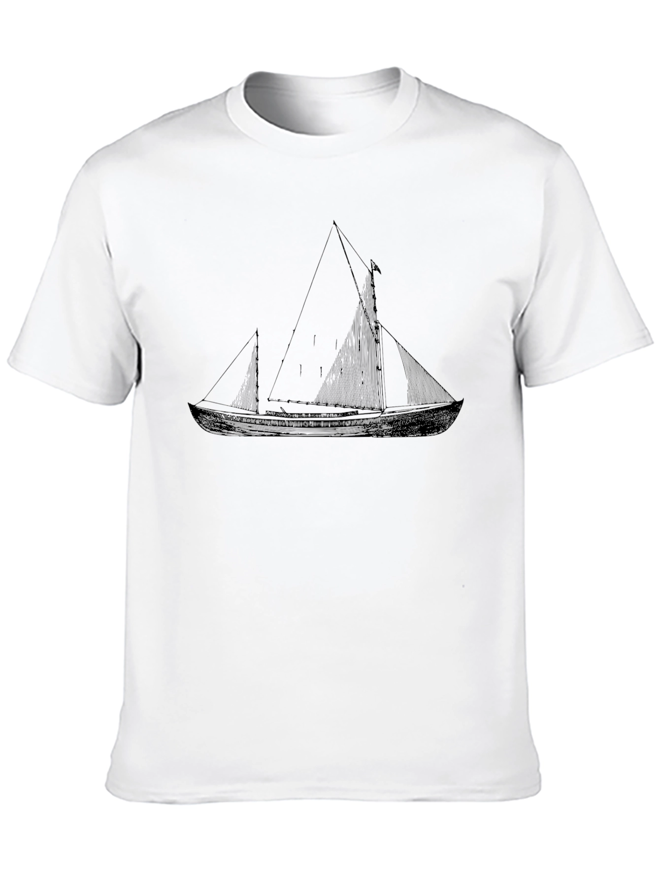 Nautical Sailboat Graphic Tee - Black Cotton T-Shirt