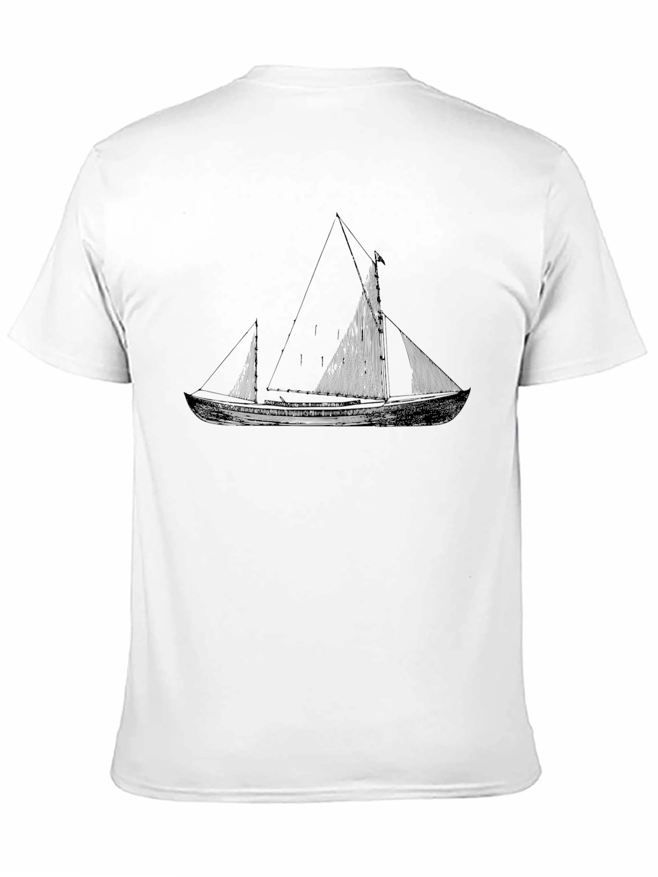 Nautical Sailboat Graphic Tee - Black Cotton T-Shirt