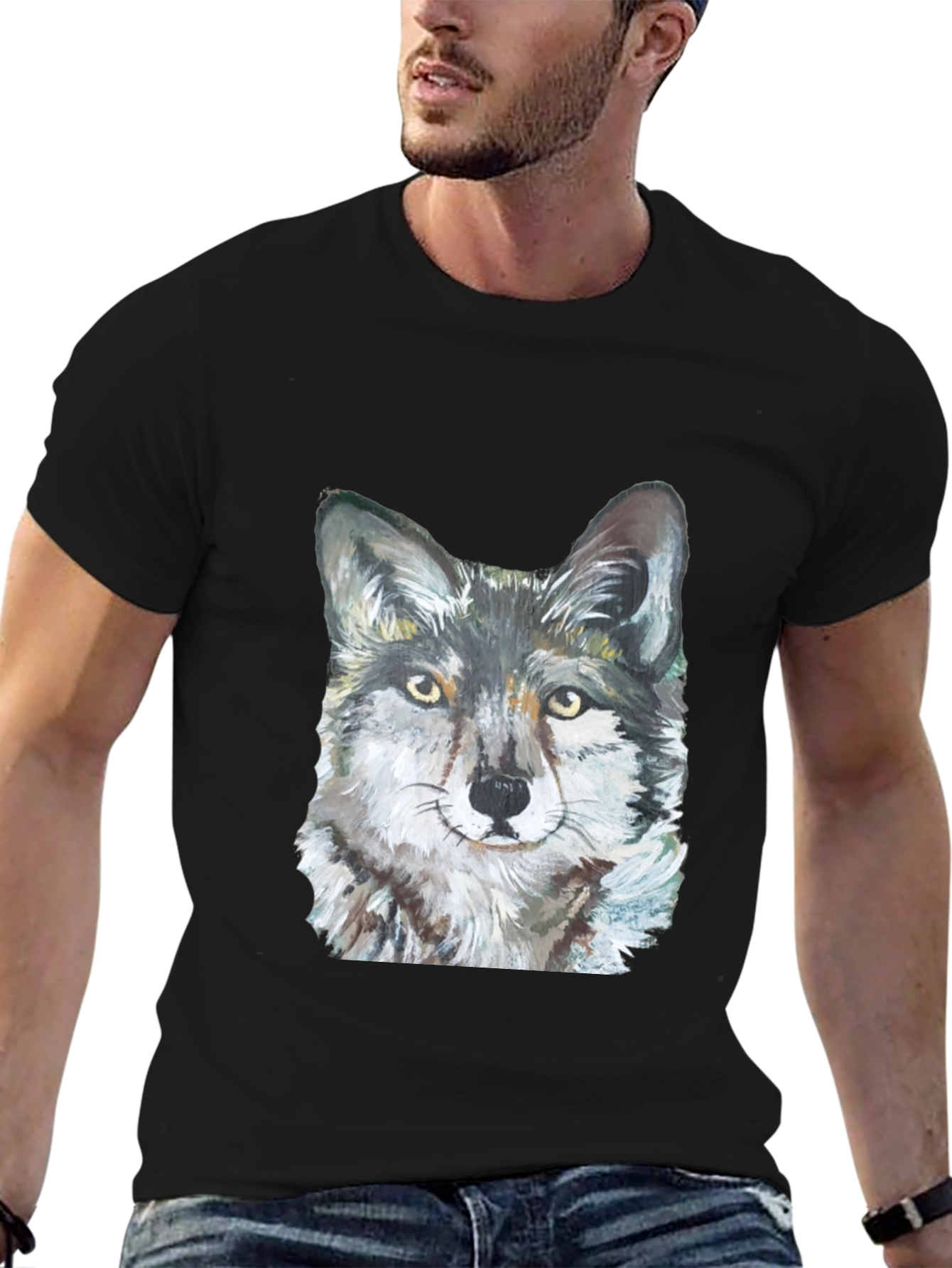 Wolf Graphic Tee - Black Cotton Blend
