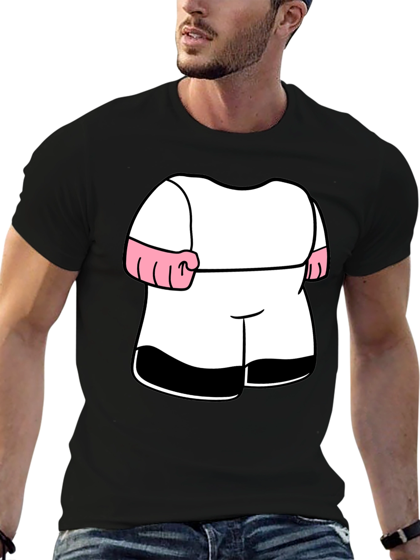 Funny Cartoon Boxer Costume Black T-Shirt
