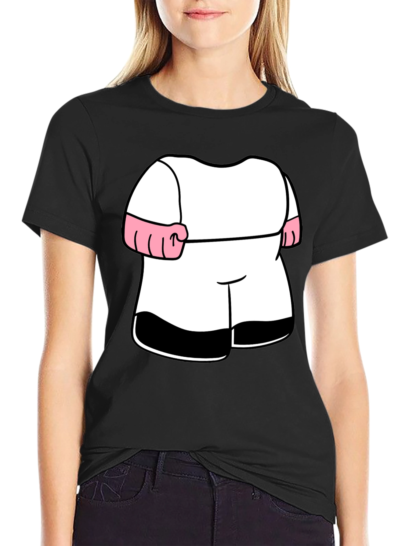 Funny Cartoon Boxer Costume Black T-Shirt