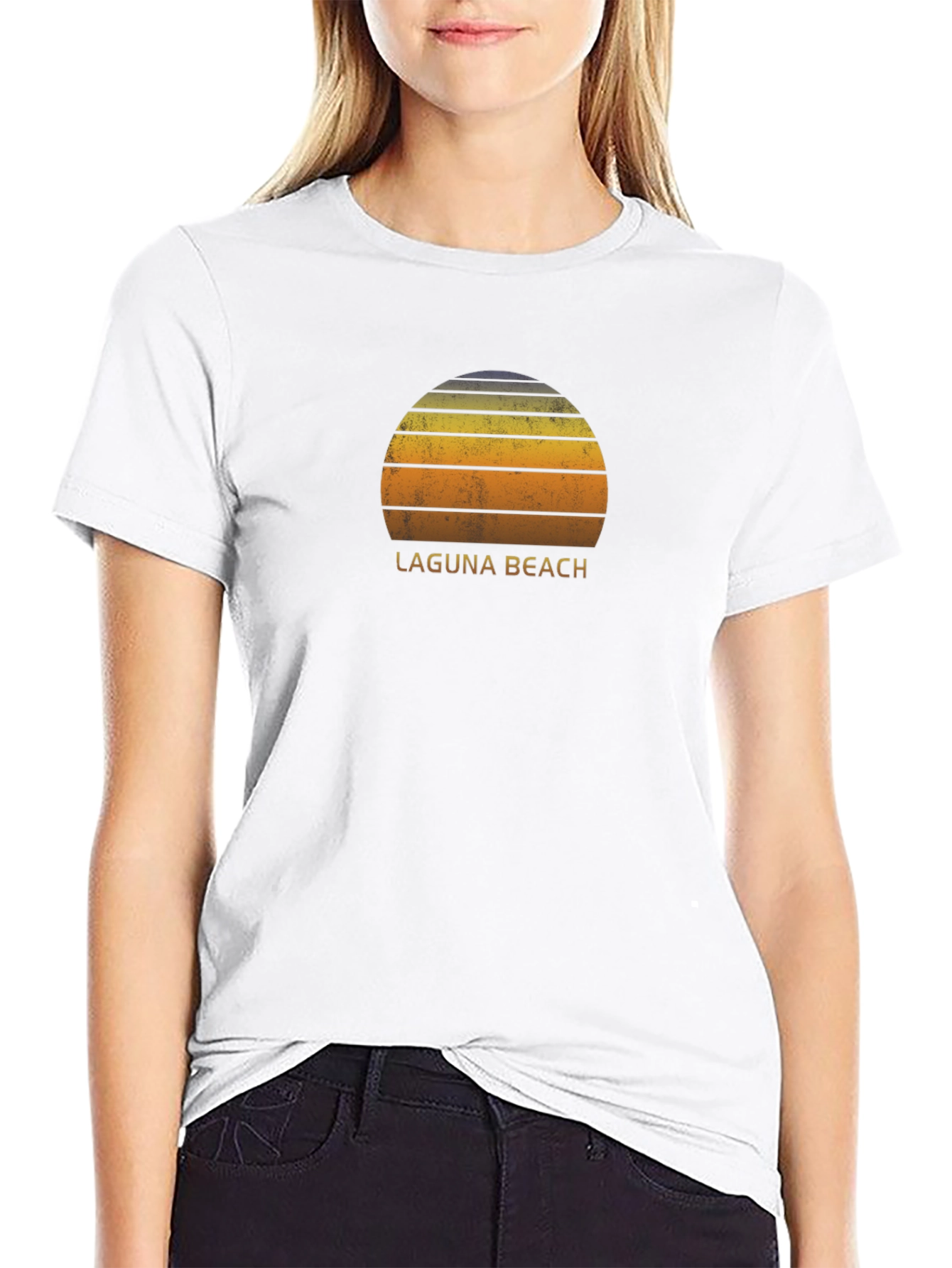 Laguna Beach Sunset Graphic Tee - Retro Style