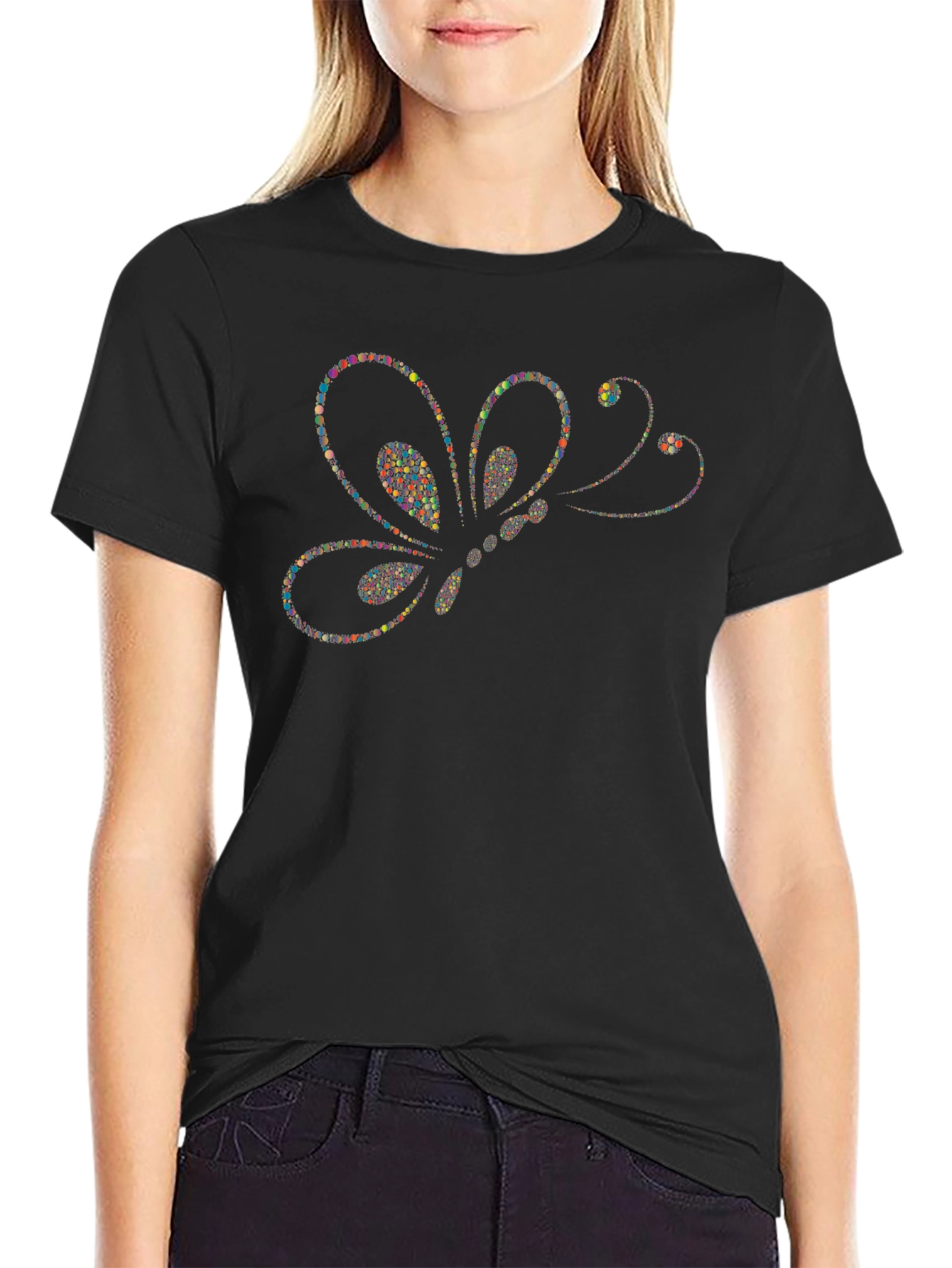 Butterfly Dots Graphic T-Shirt - Modern Artistic Design