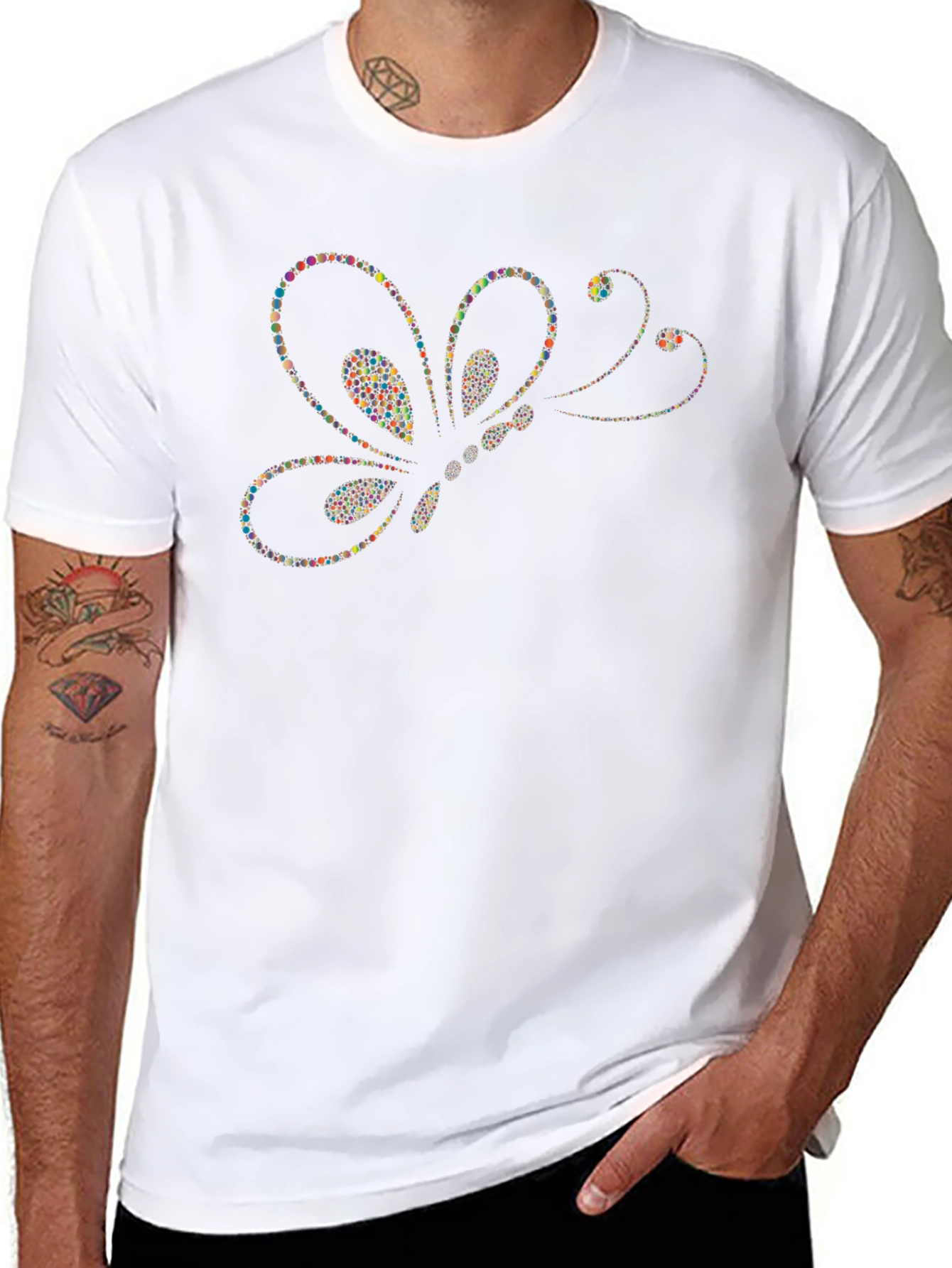 Butterfly Dots Graphic T-Shirt - Modern Artistic Design