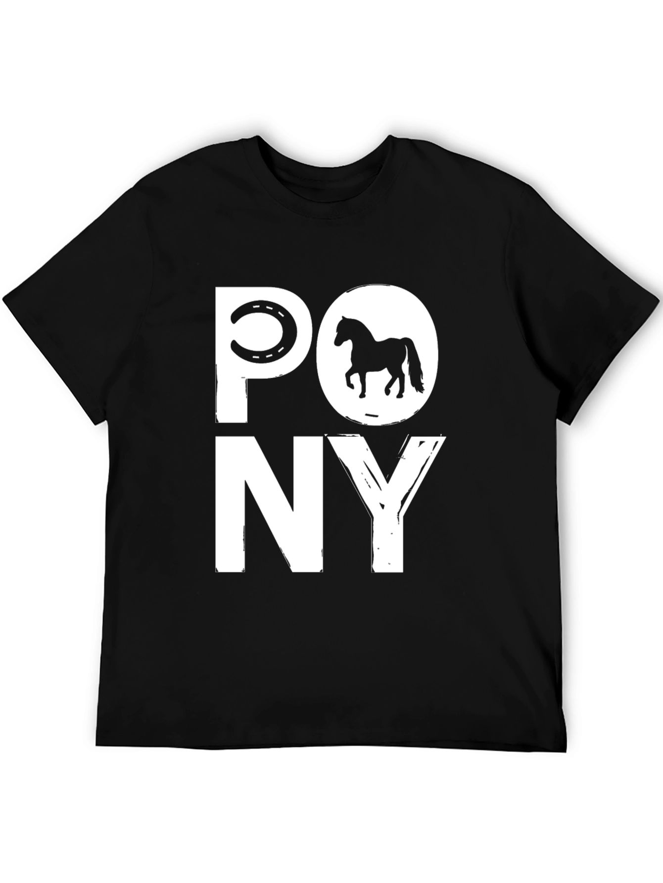 Pony Graphic Tee - Black Cotton T-Shirt