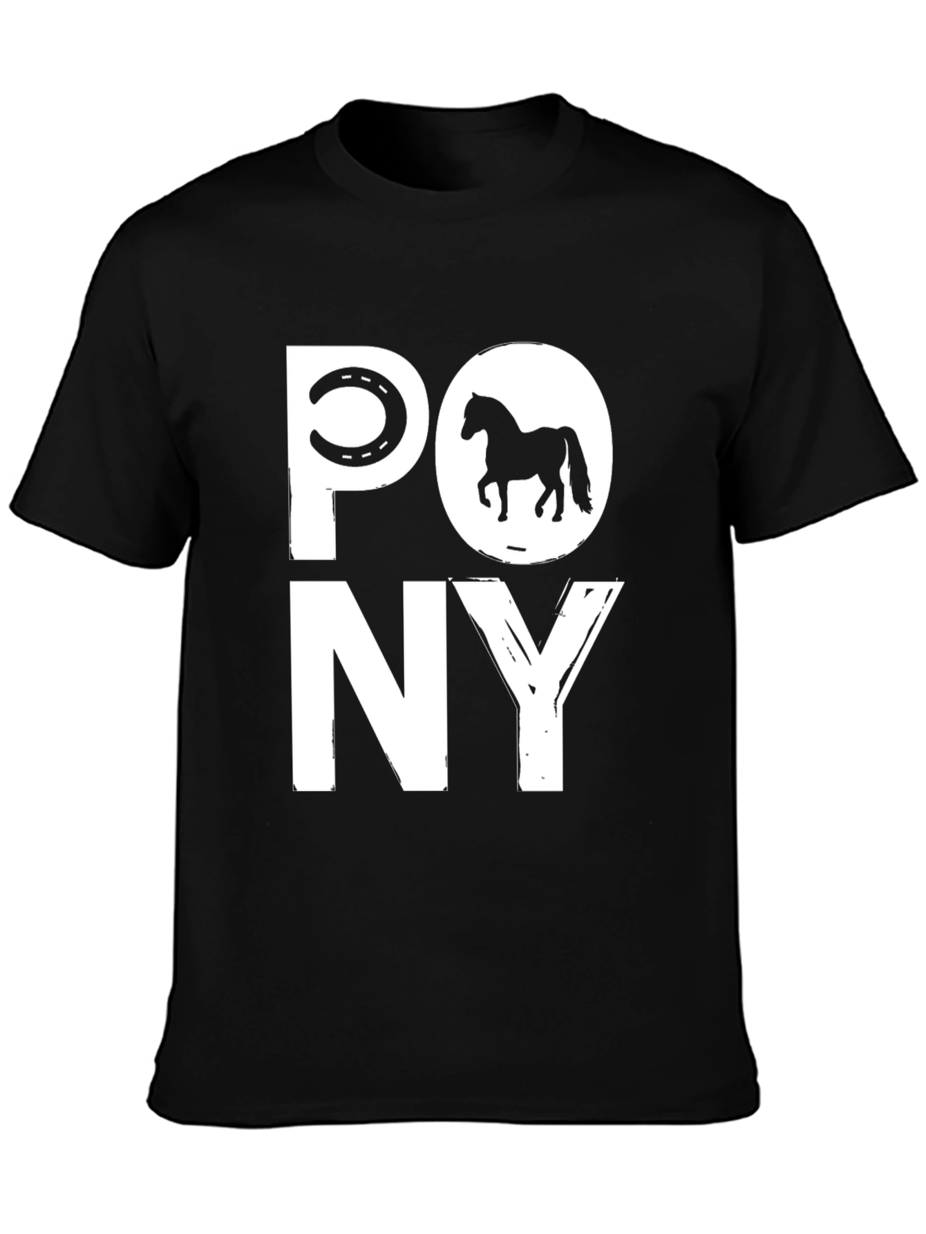 Pony Graphic Tee - Black Cotton T-Shirt