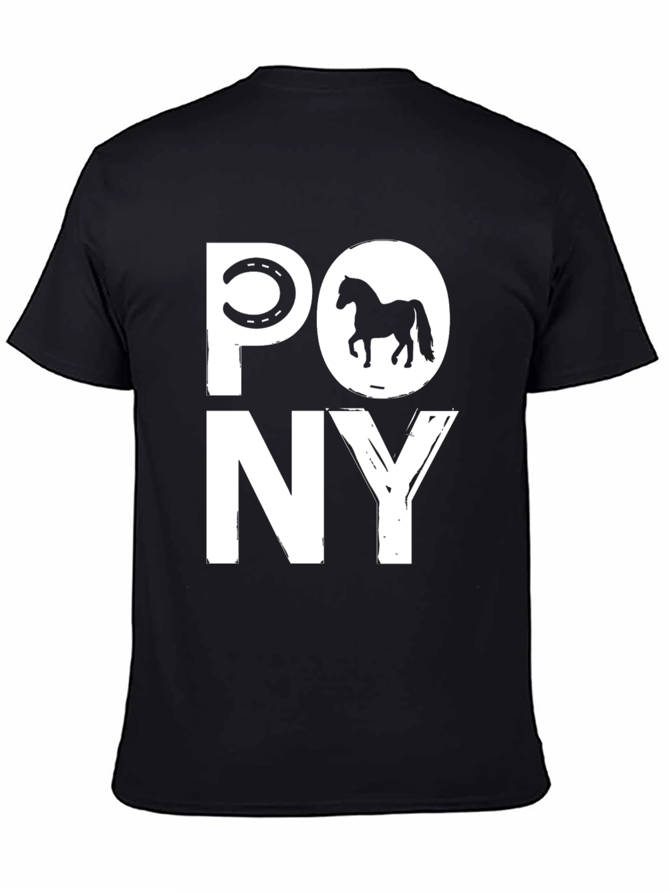 Pony Graphic Tee - Black Cotton T-Shirt
