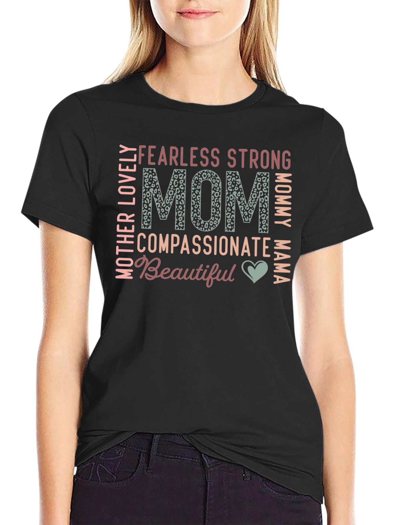 Fearless Leopard Print Mom T-Shirt