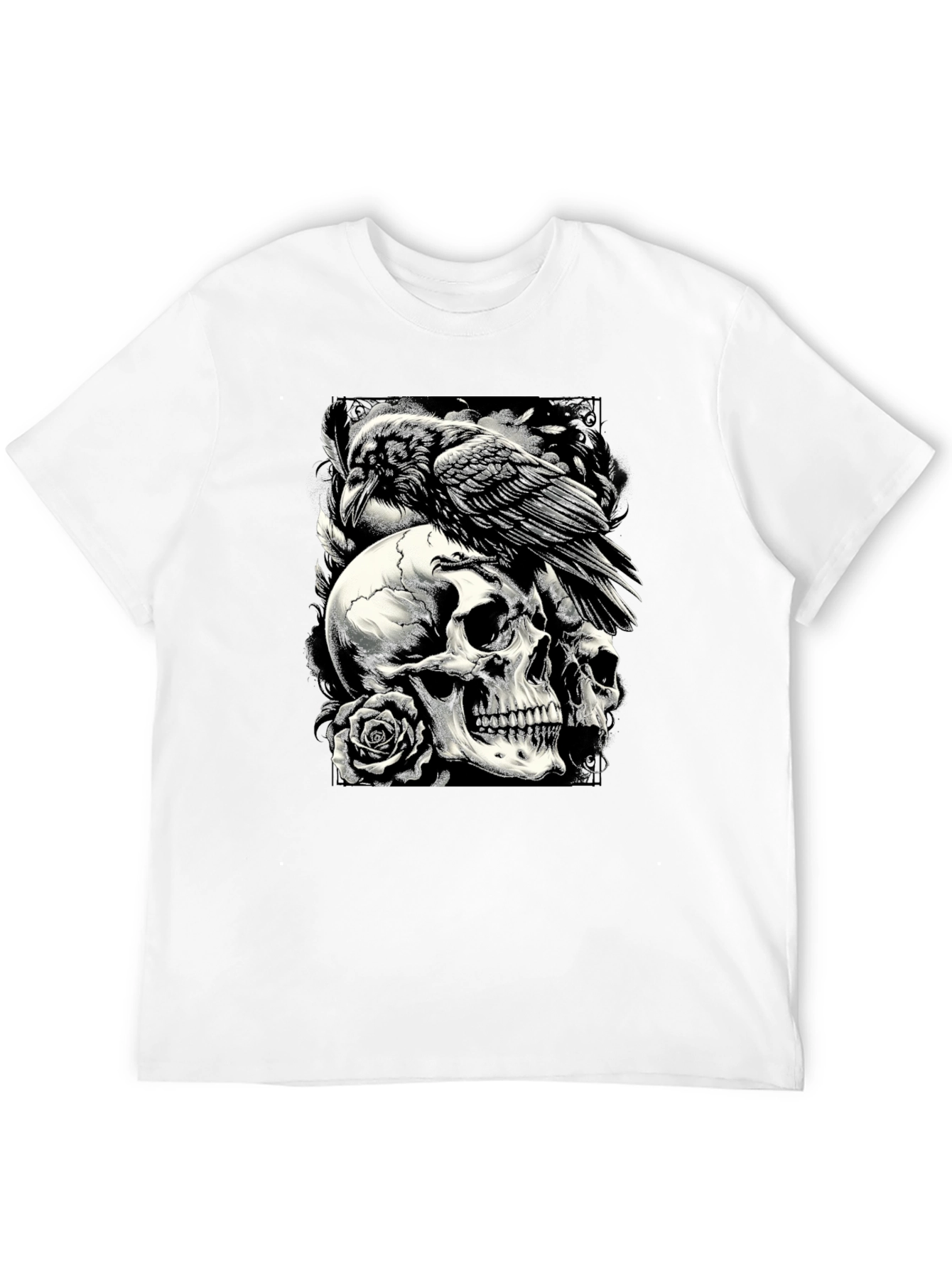 Raven Skull Graphic Tee - Dark Style