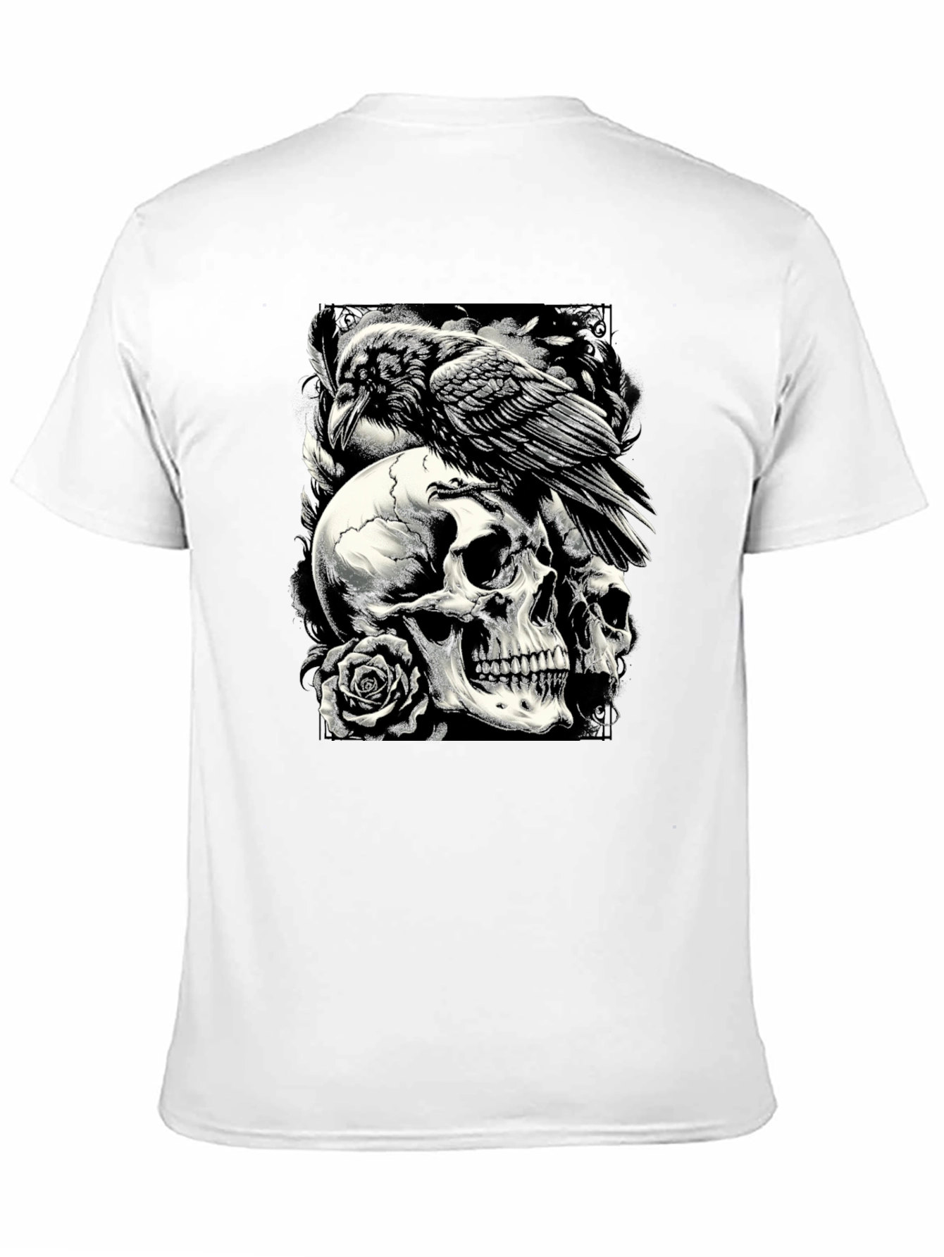 Raven Skull Graphic Tee - Dark Style