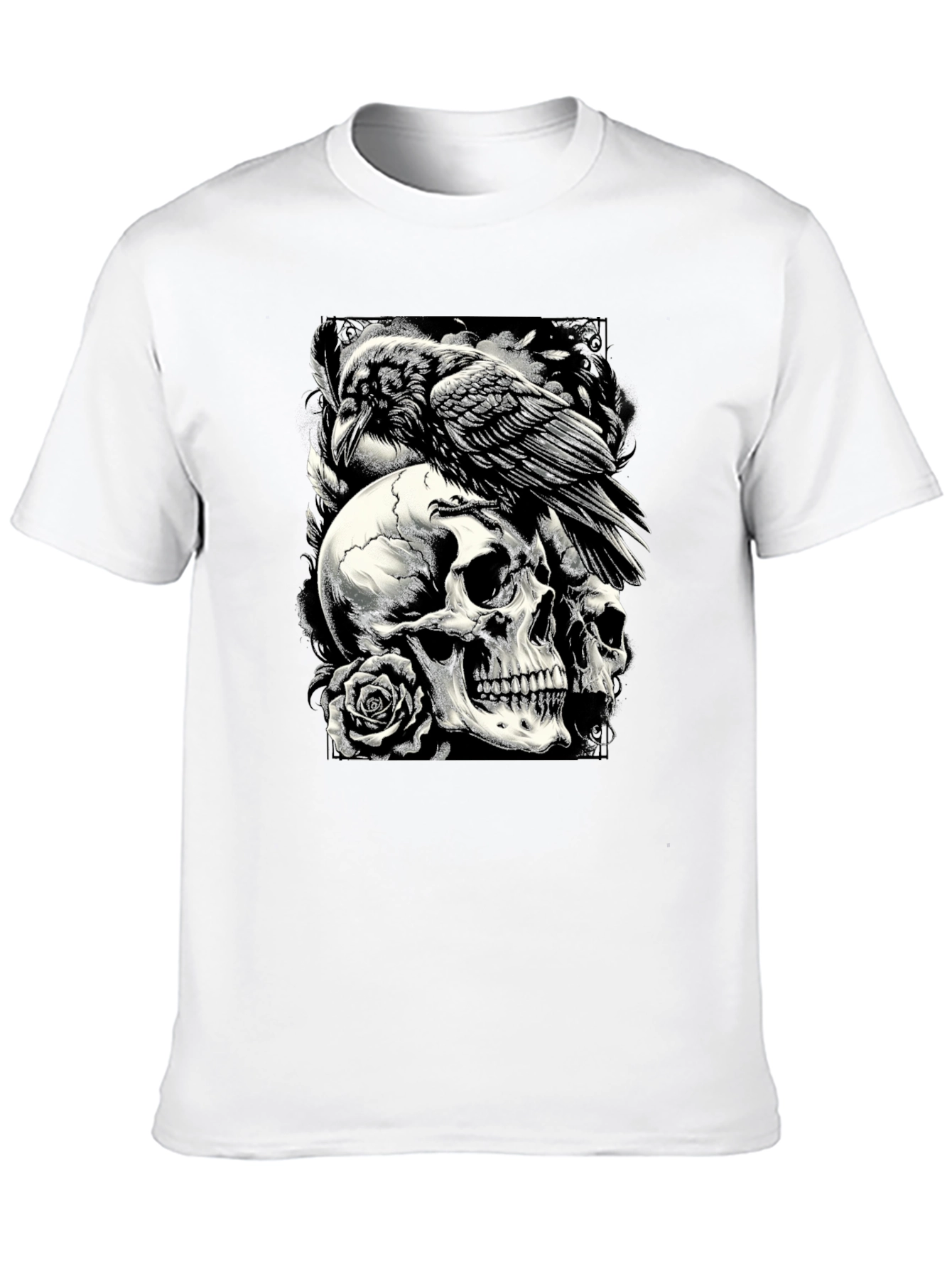 Raven Skull Graphic Tee - Dark Style