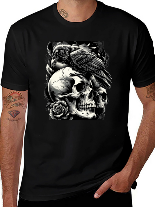 Raven Skull Graphic Tee - Dark Style
