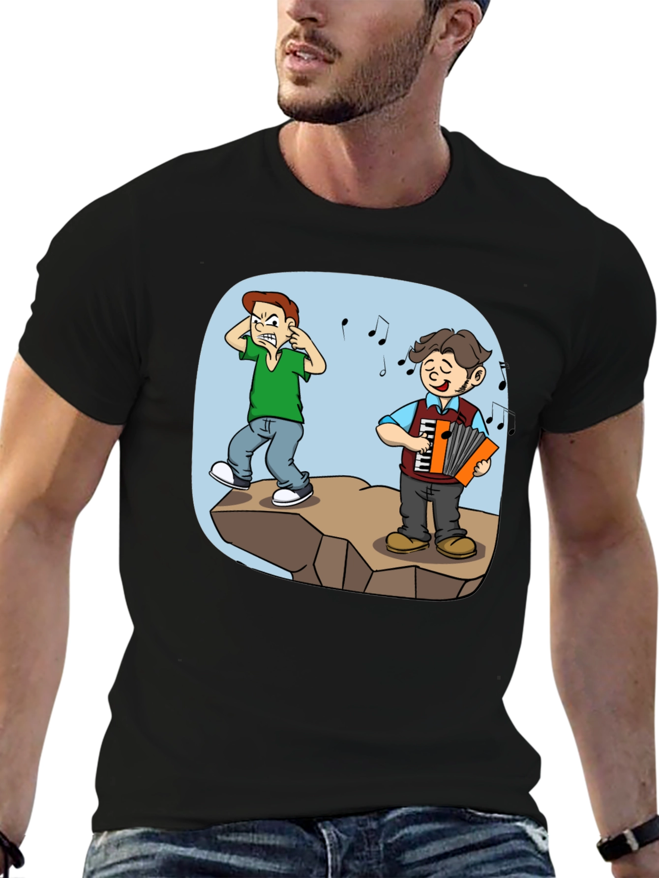 Humorous Accordion Cartoon T-Shirt