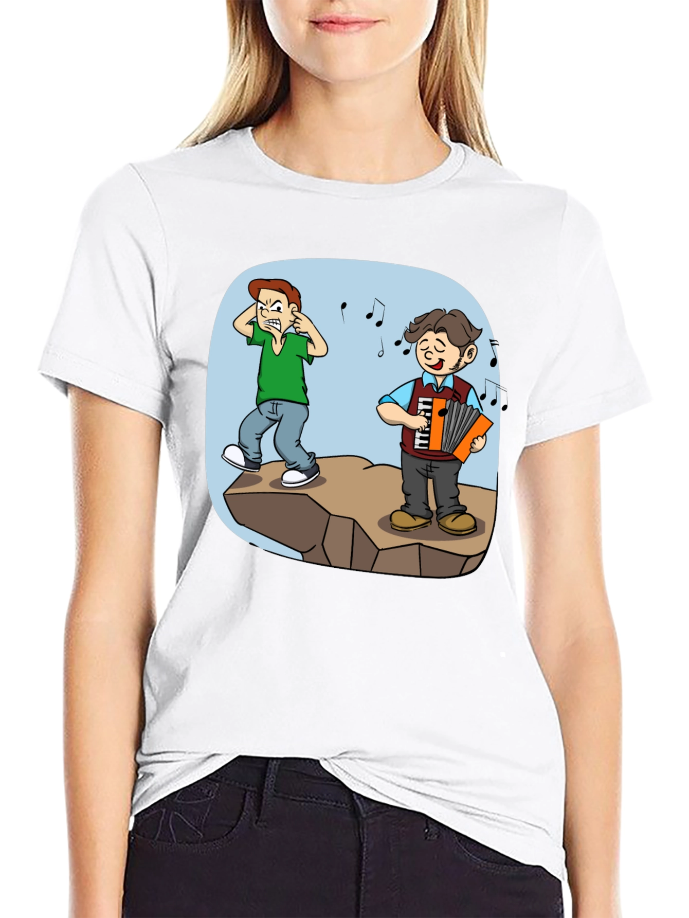 Humorous Accordion Cartoon T-Shirt