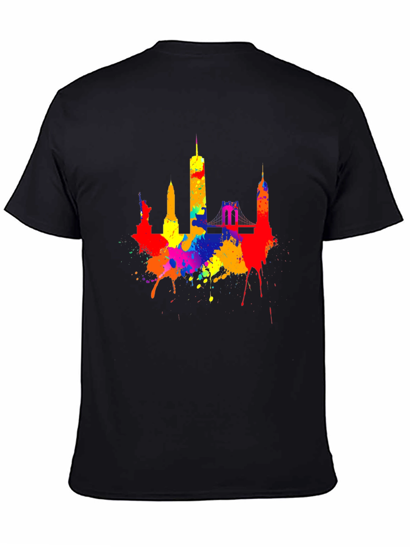 Vibrant NYC Skyline Paint Splatter T-Shirt