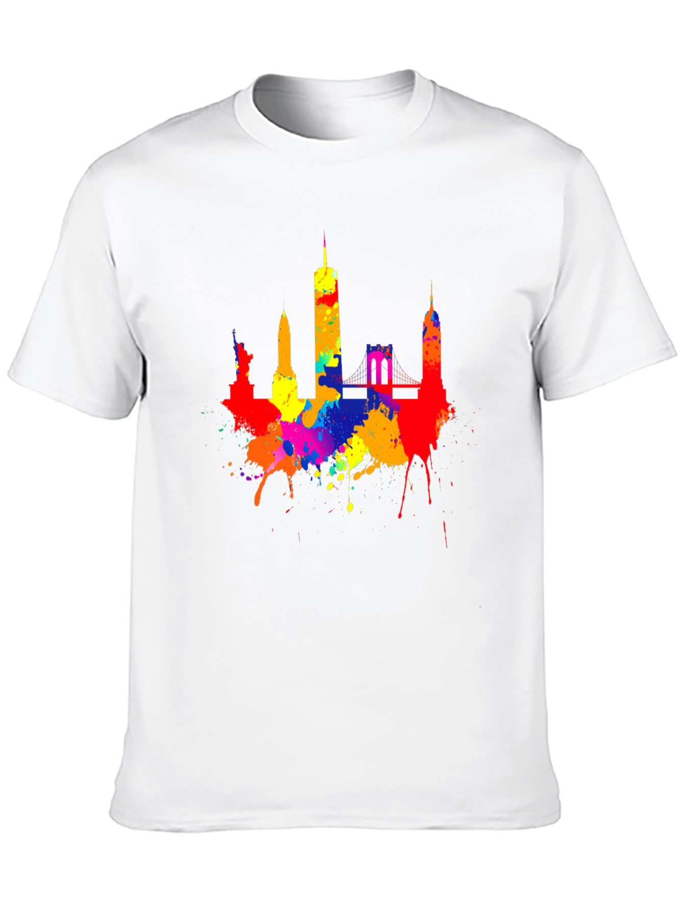 Vibrant NYC Skyline Paint Splatter T-Shirt