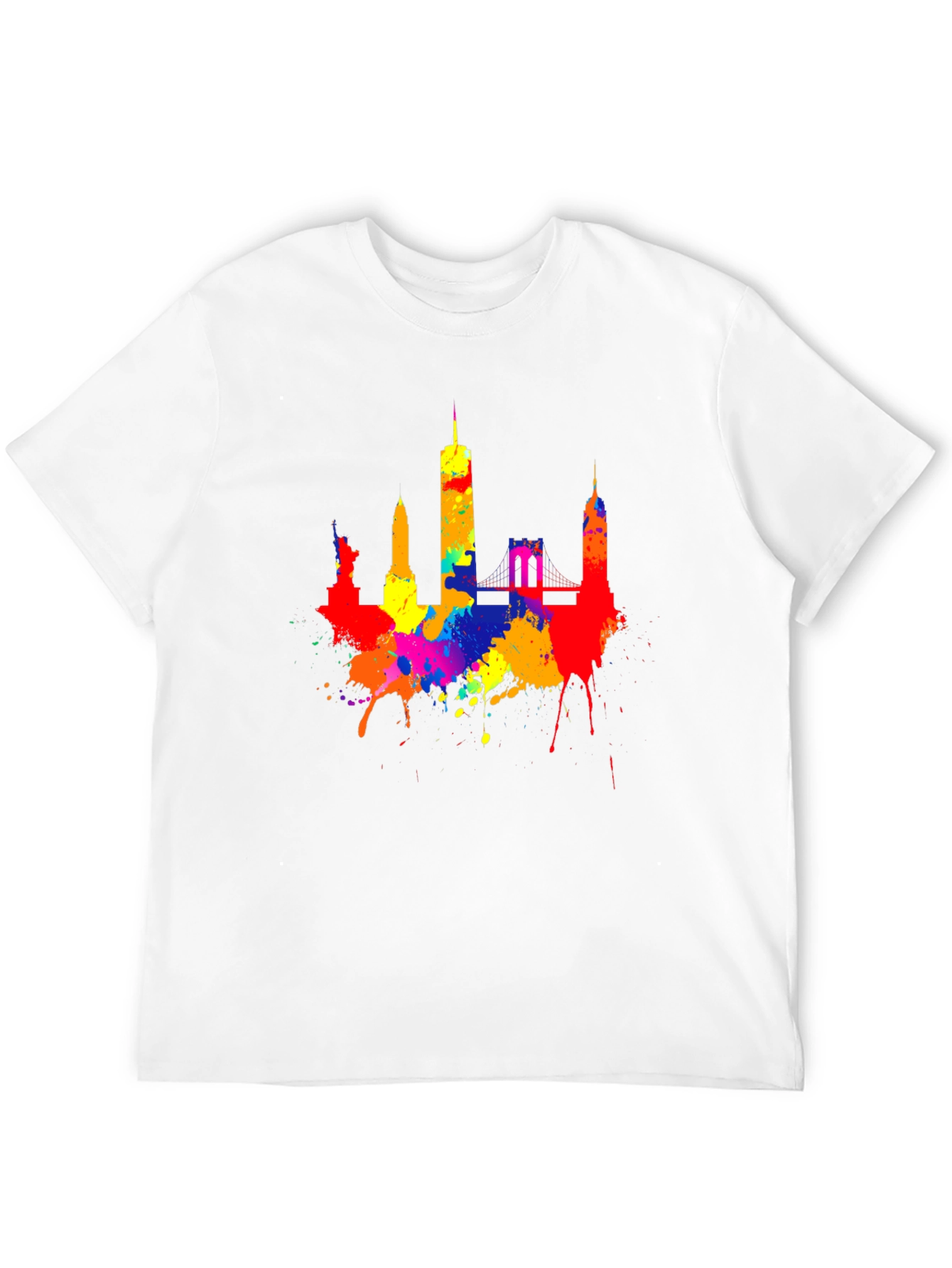 Vibrant NYC Skyline Paint Splatter T-Shirt