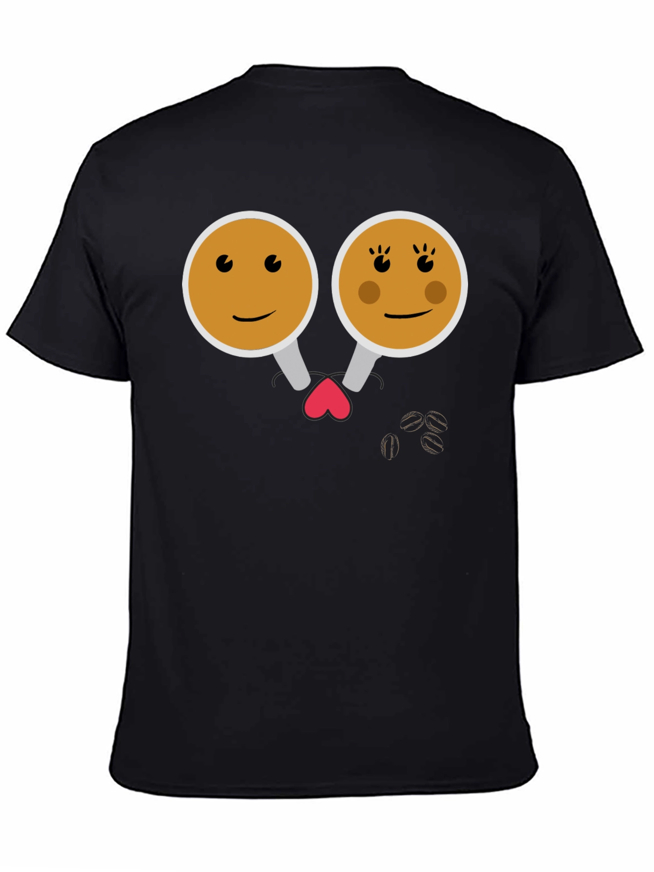 Cute Coffee Couple Graphic Tee - Black