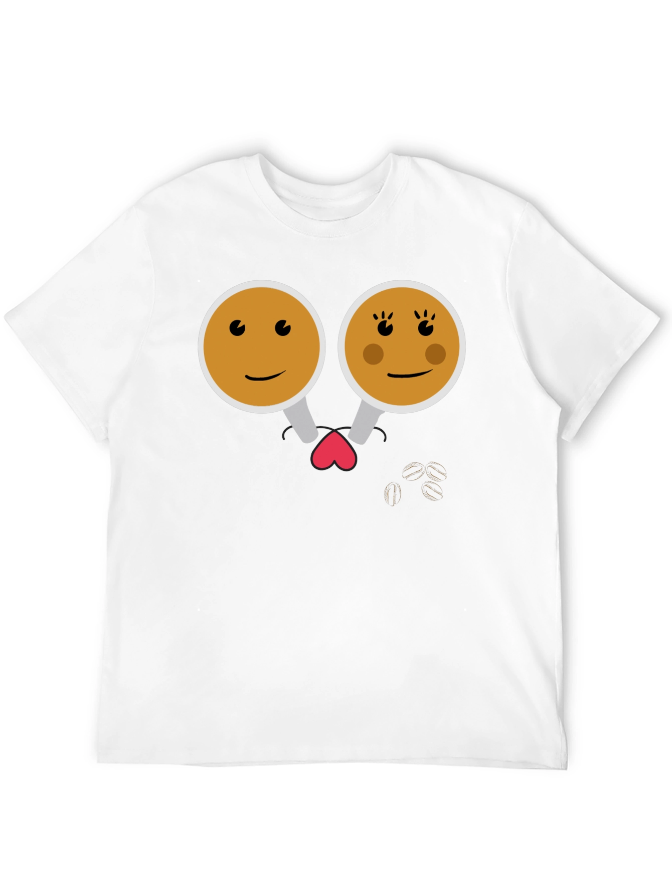 Cute Coffee Couple Graphic Tee - Black