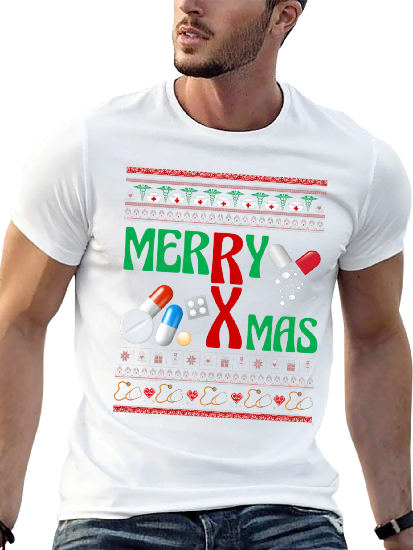 Merry RXmas T-Shirt - Novelty Holiday Pharmacy Tee