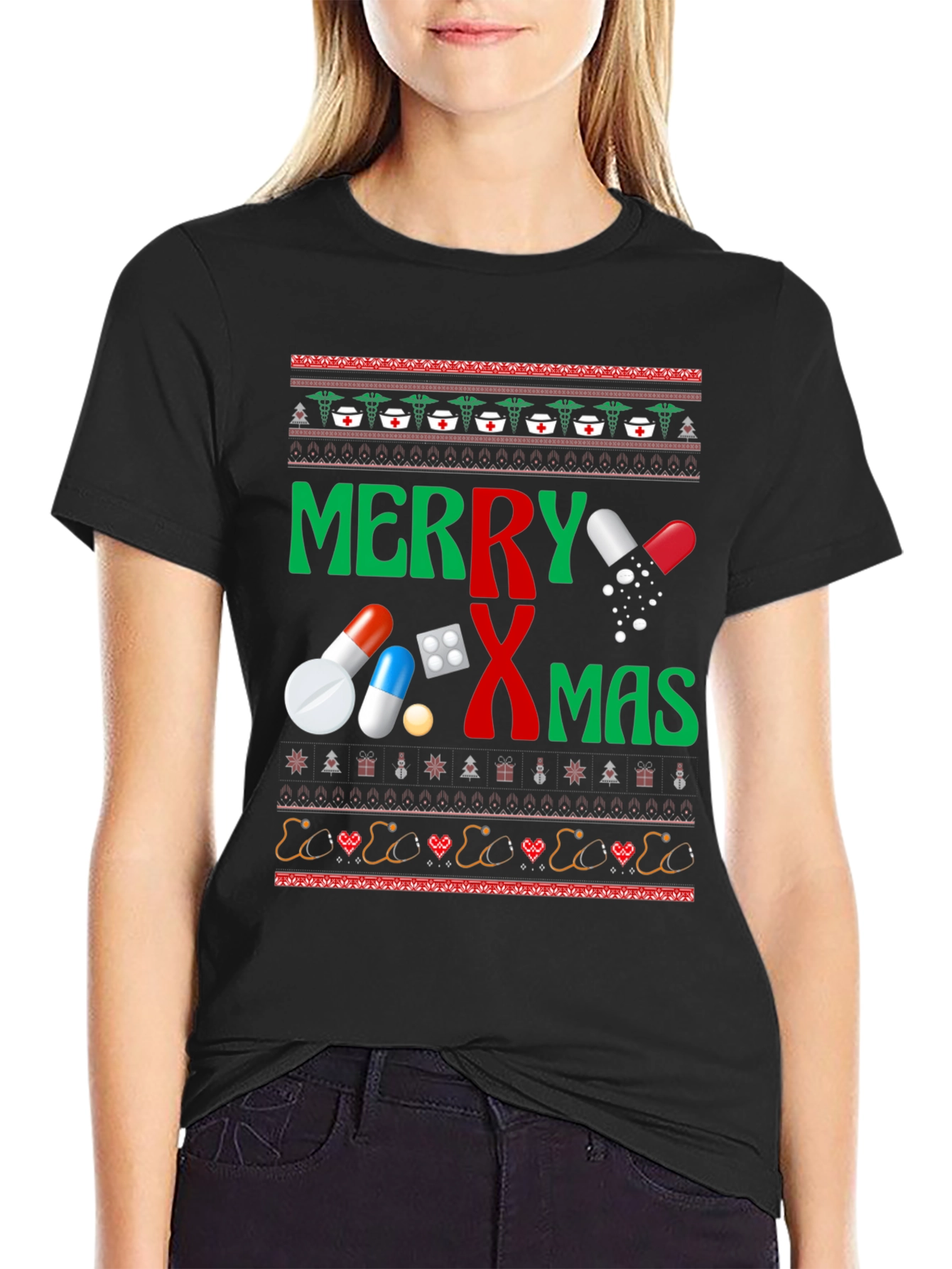 Merry RXmas T-Shirt - Novelty Holiday Pharmacy Tee