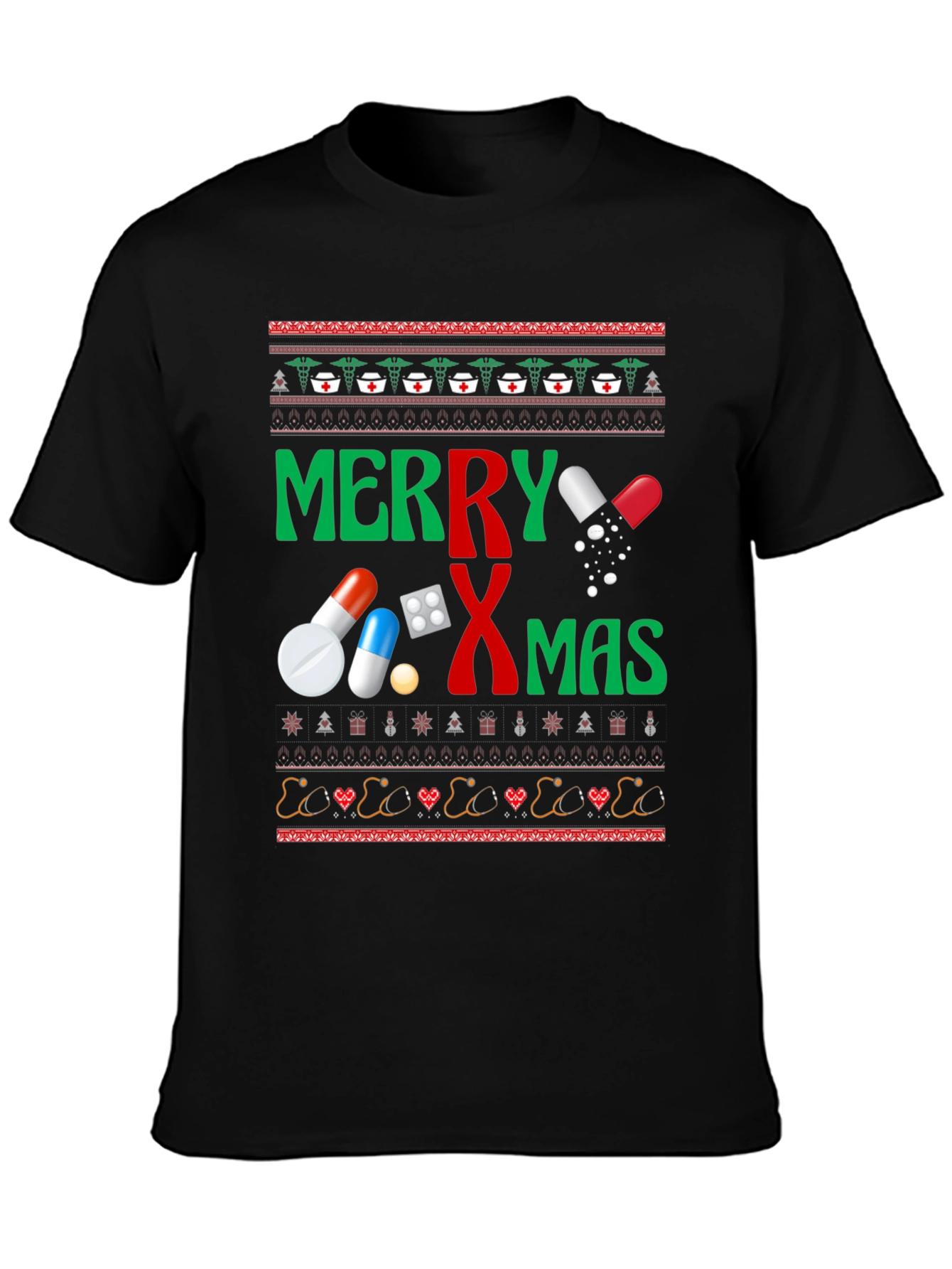 Merry RXmas T-Shirt - Novelty Holiday Pharmacy Tee