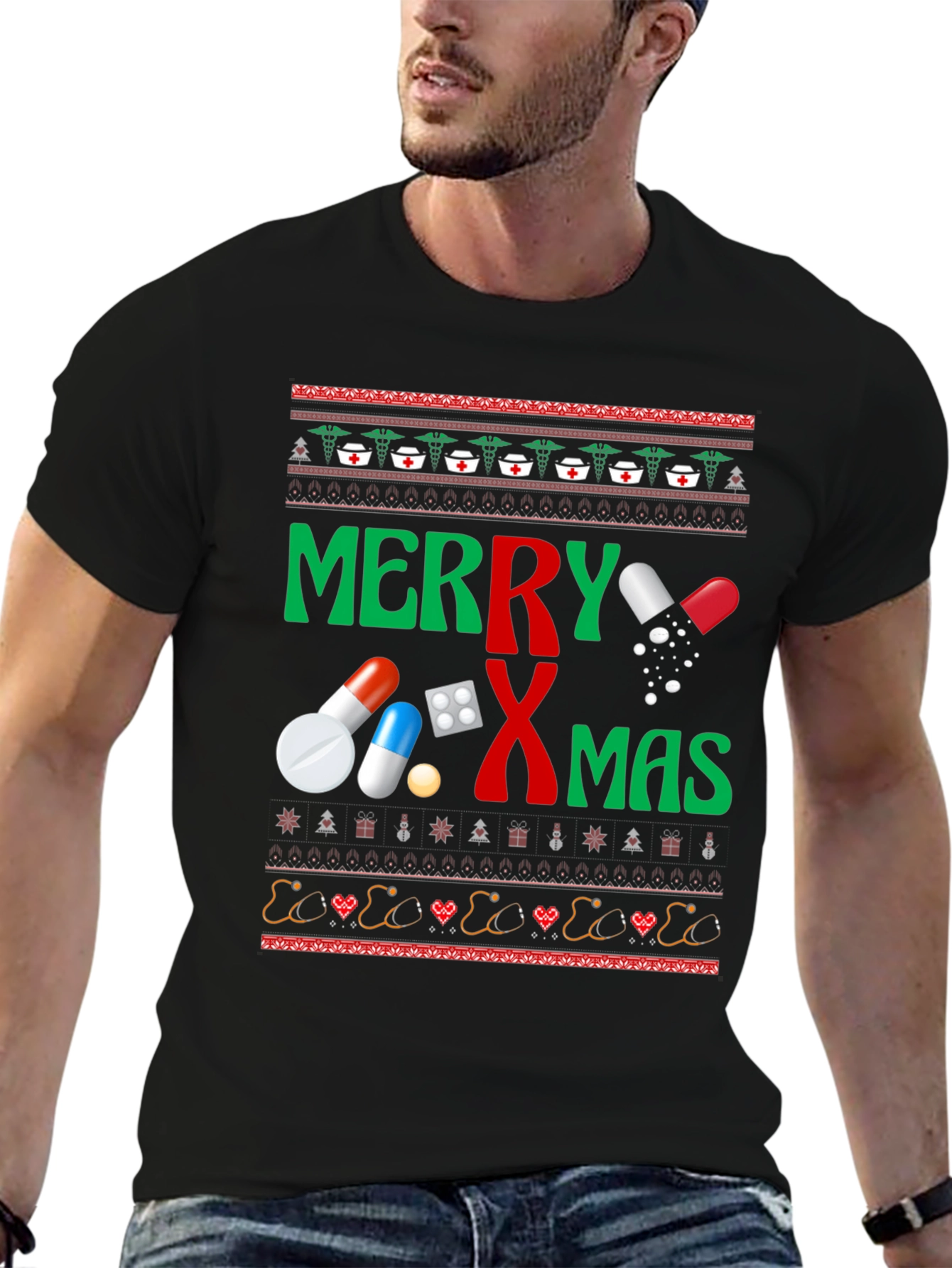 Merry RXmas T-Shirt - Novelty Holiday Pharmacy Tee