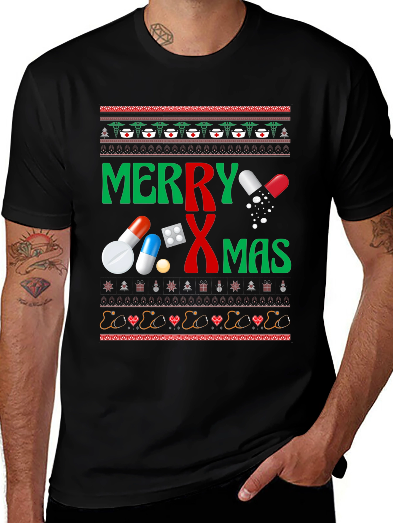 Merry RXmas T-Shirt - Novelty Holiday Pharmacy Tee