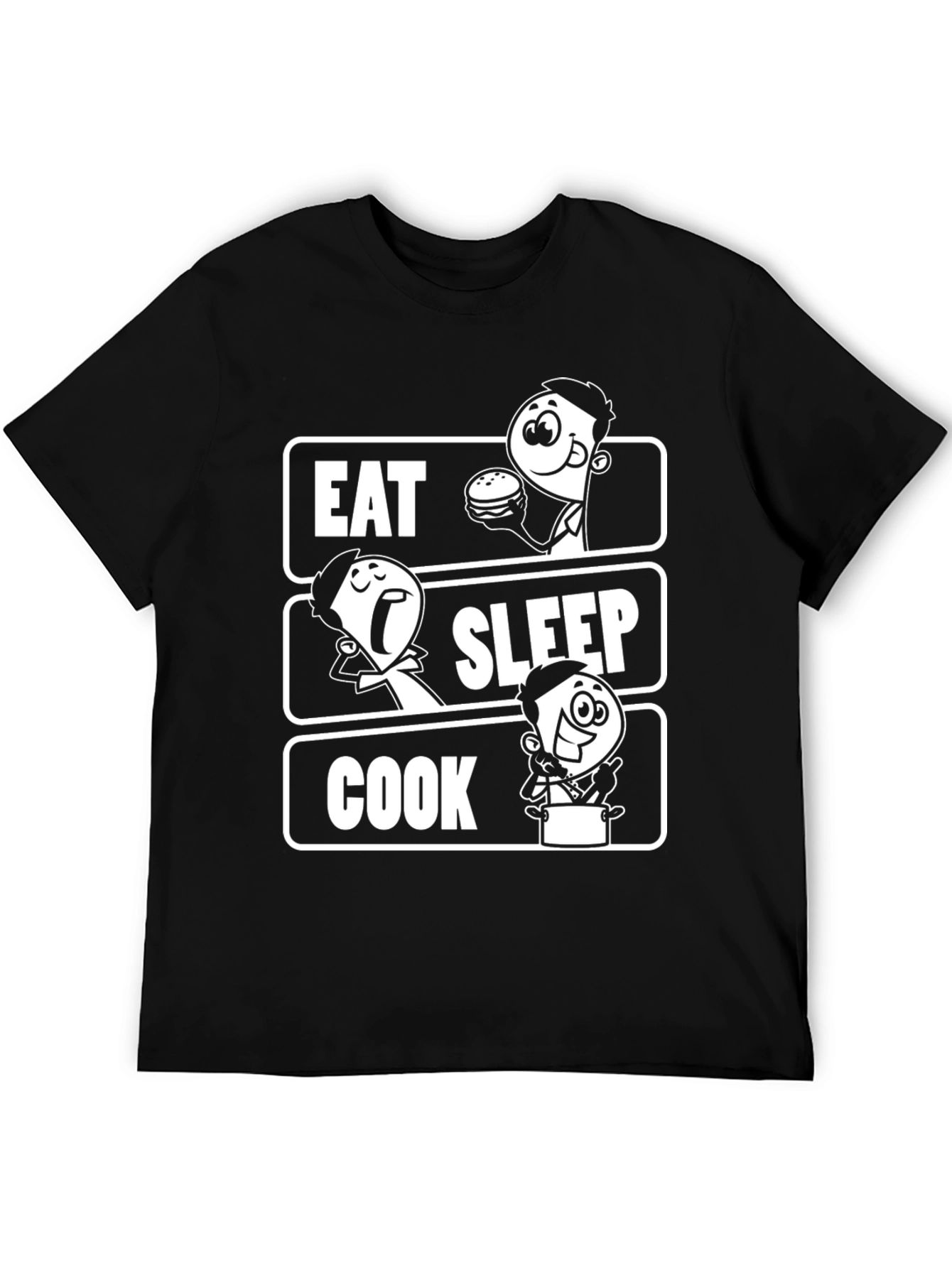 Eat Sleep Cook Black Graphic T-Shirt