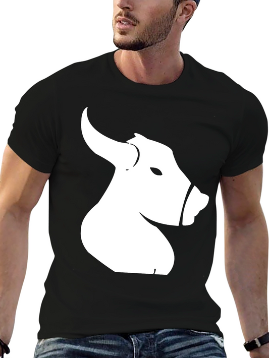 Bull Head Graphic Tee - Black Cotton T-Shirt
