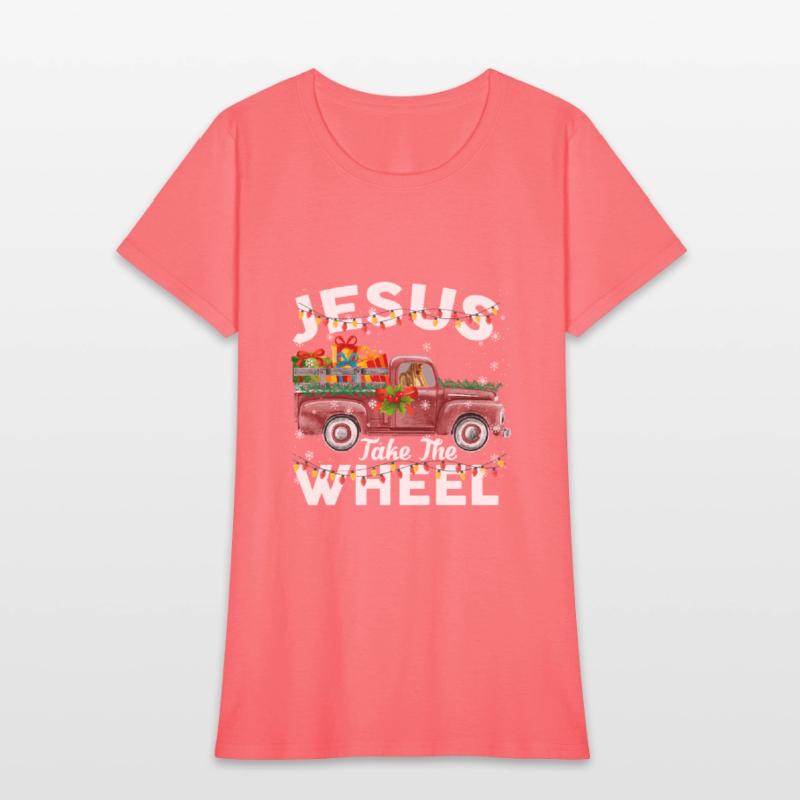 Jesus Take The Wheel Funny Christmas Red Truck