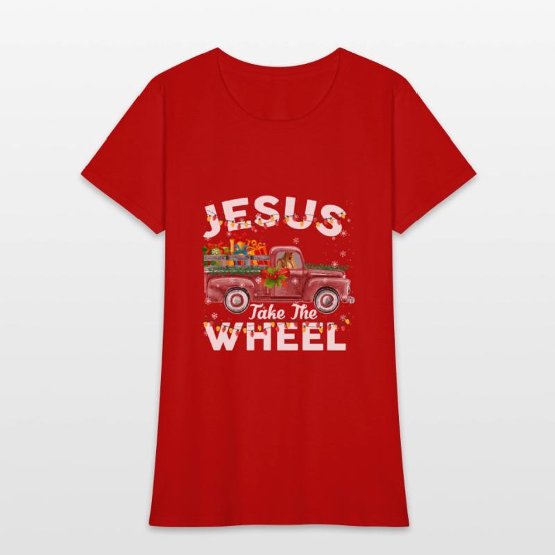 Jesus Take The Wheel Funny Christmas Red Truck
