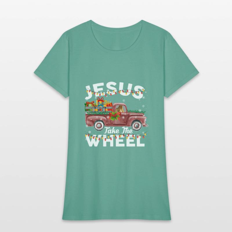 Jesus Take The Wheel Funny Christmas Red Truck