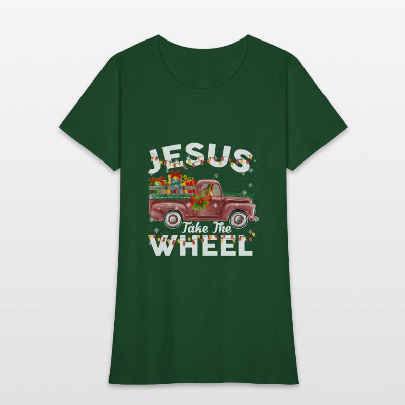 Jesus Take The Wheel Funny Christmas Red Truck