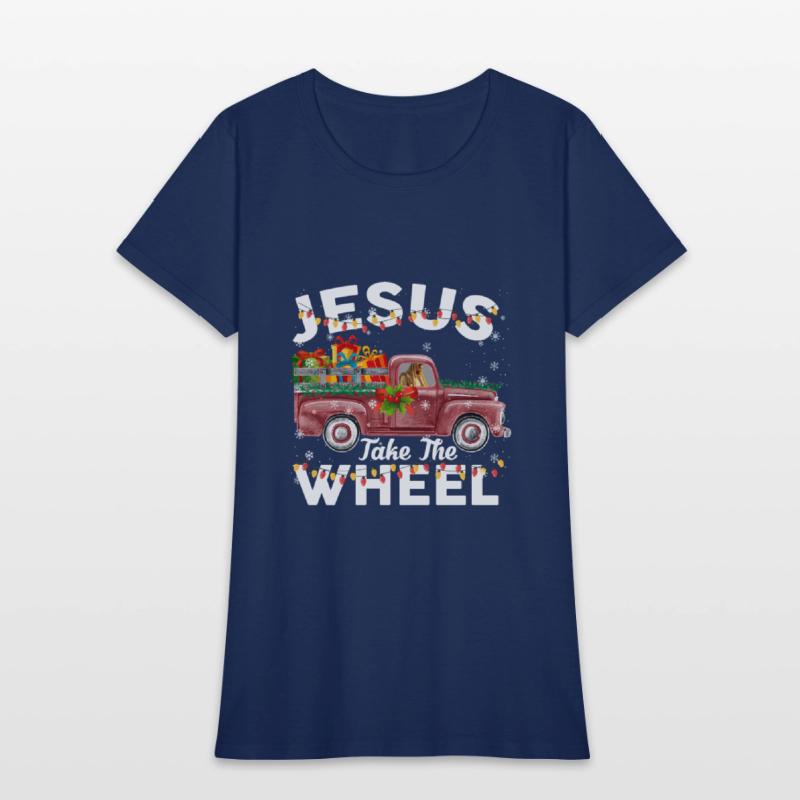 Jesus Take The Wheel Funny Christmas Red Truck
