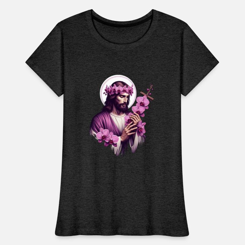 Jesus with purple orchids