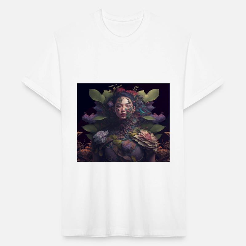 JGArt woman shoulders up covered in plants and flo