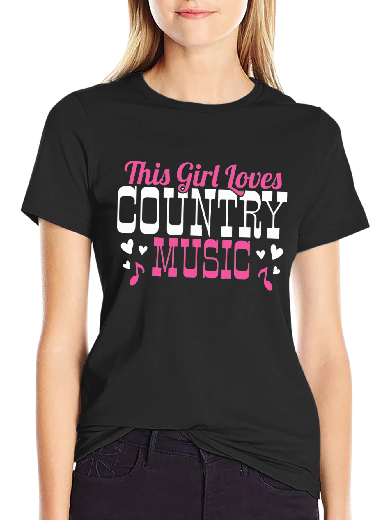 This Girl Loves Country Music Black T-Shirt