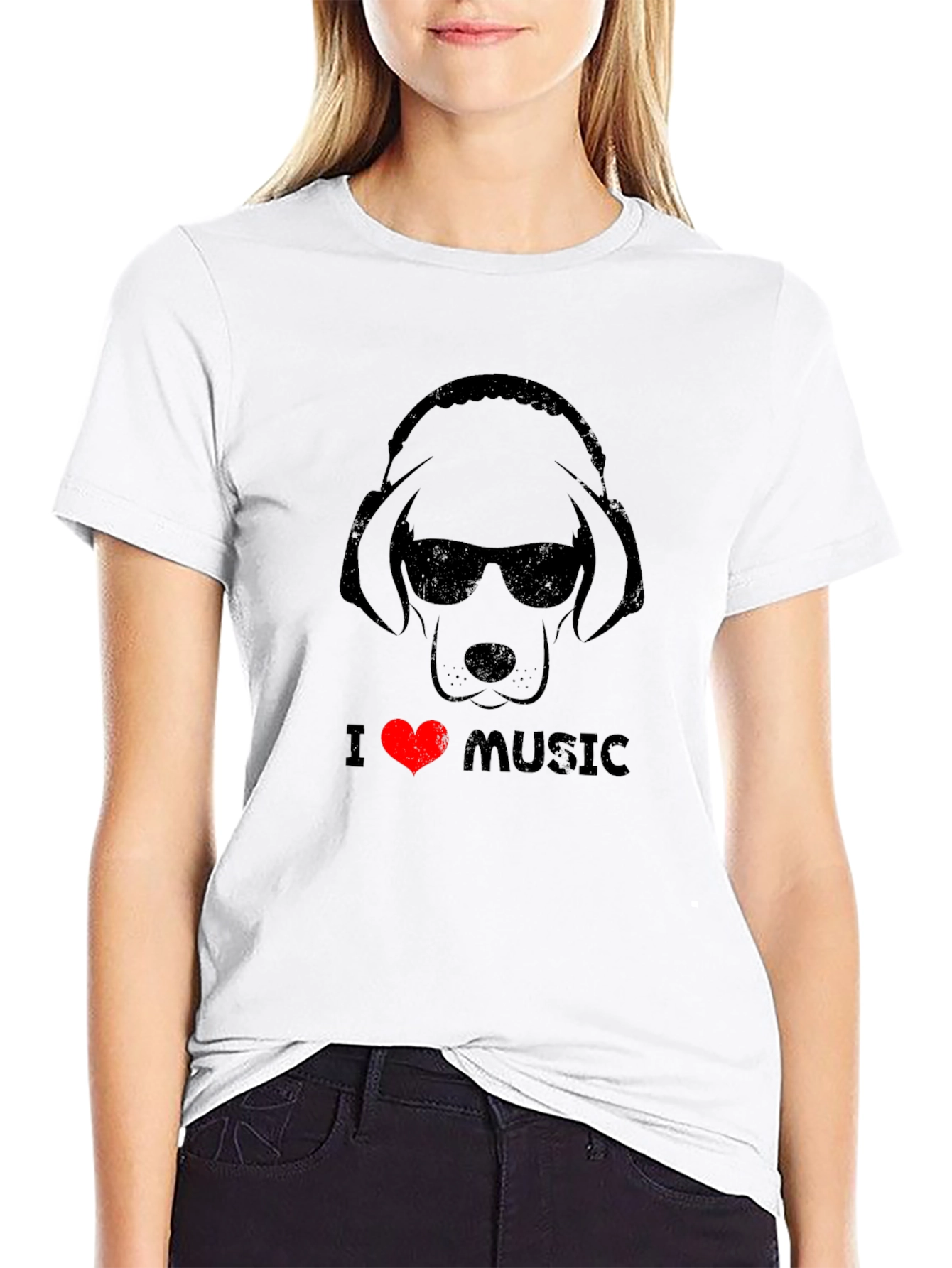 I Love Music Dog T-Shirt