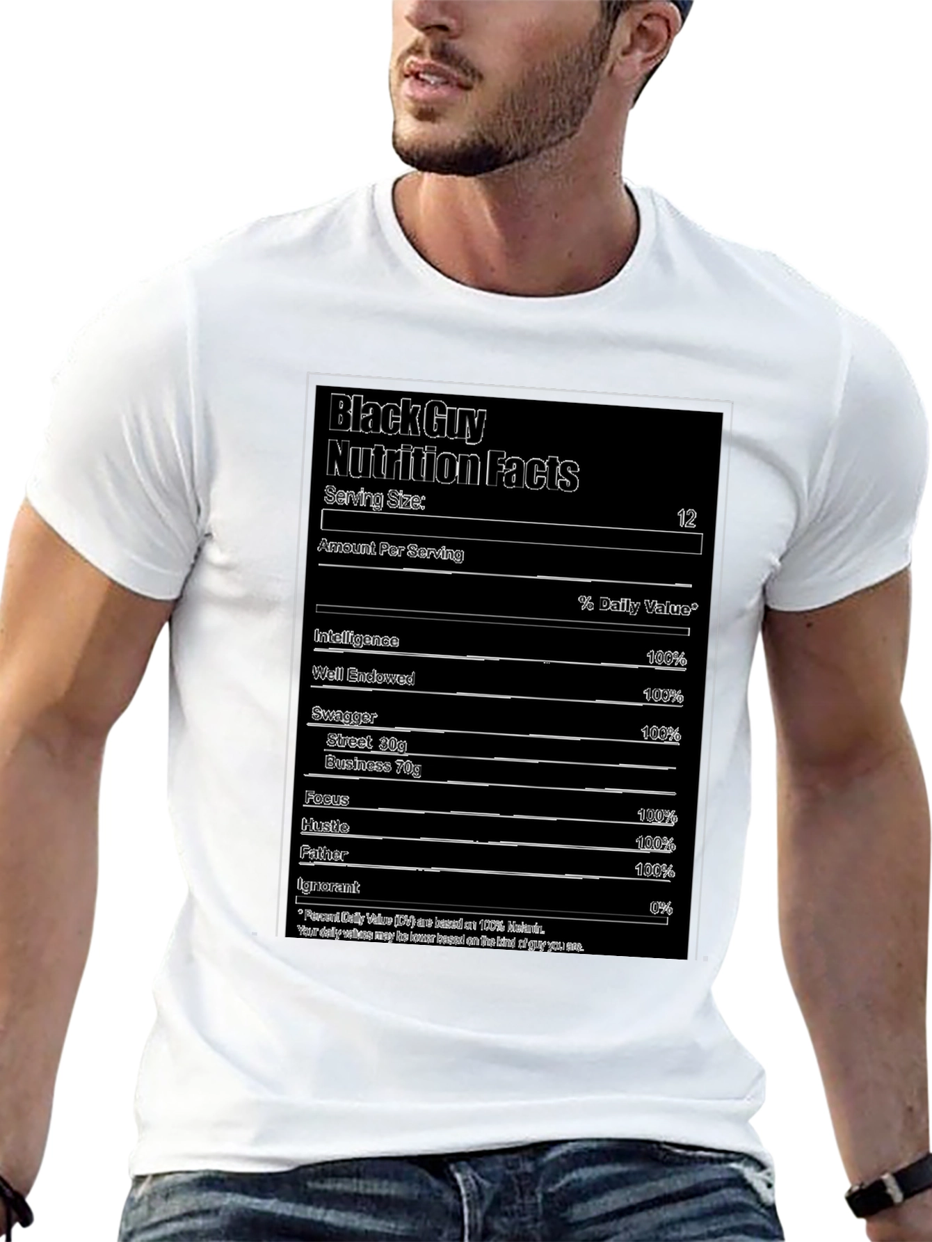 Black Guy Nutrition Facts Graphic Tee