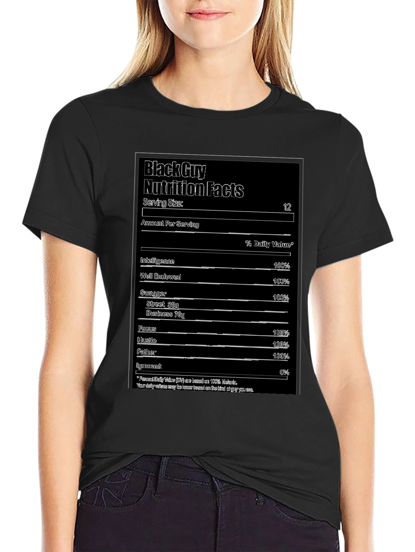 Black Guy Nutrition Facts Graphic Tee
