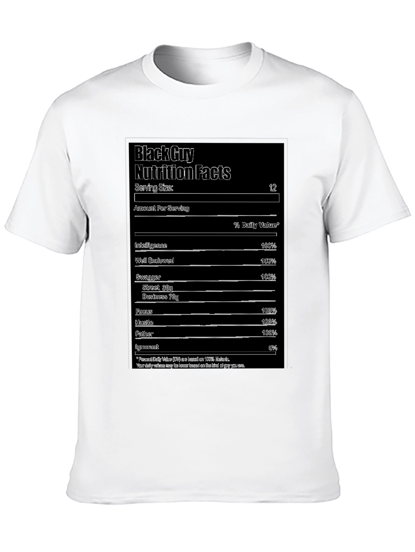 Black Guy Nutrition Facts Graphic Tee