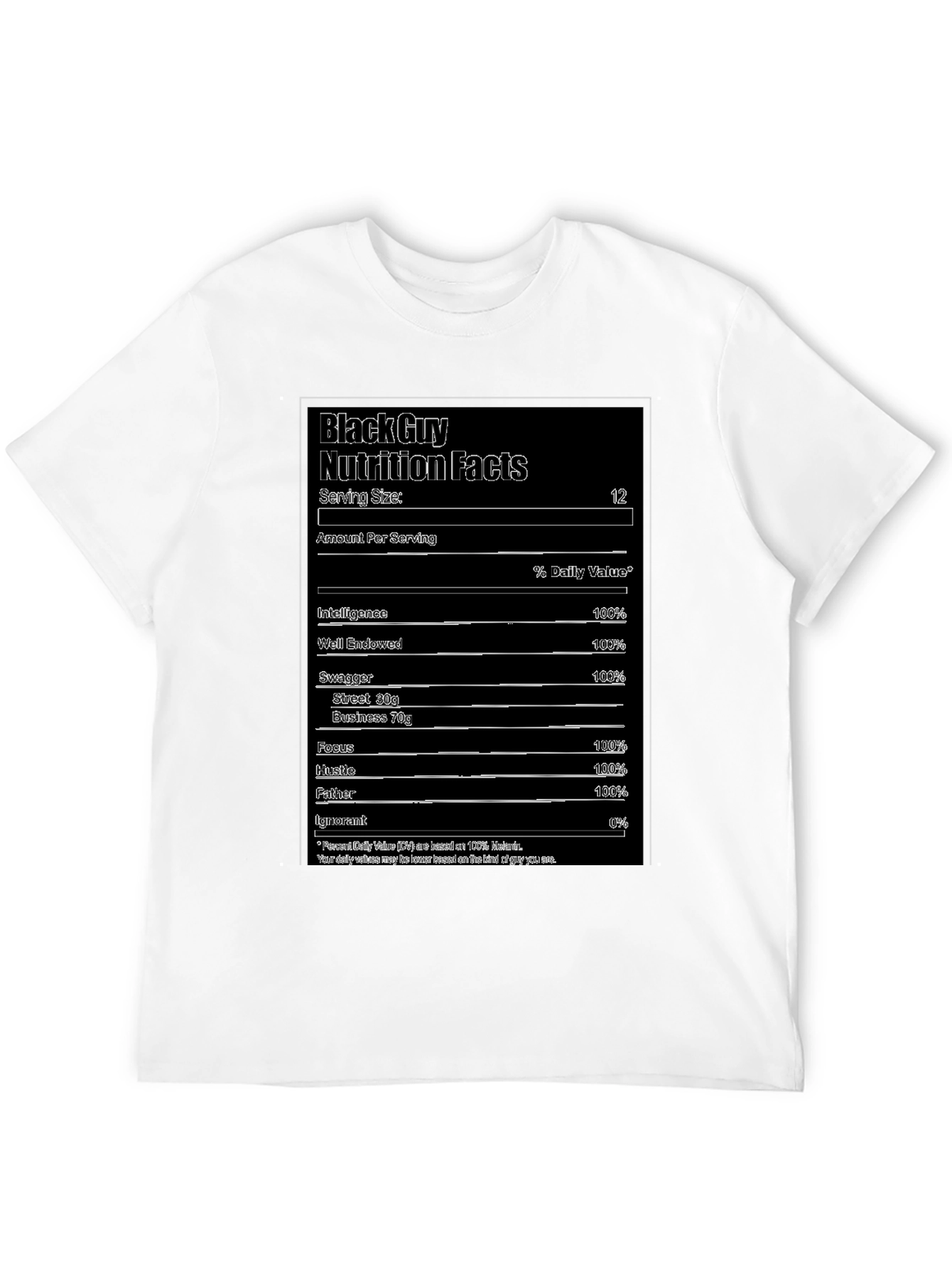 Black Guy Nutrition Facts Graphic Tee