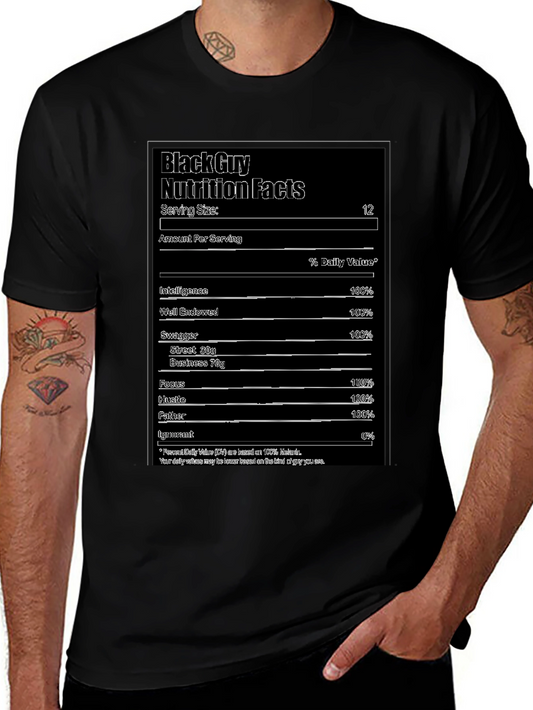 Black Guy Nutrition Facts Graphic Tee