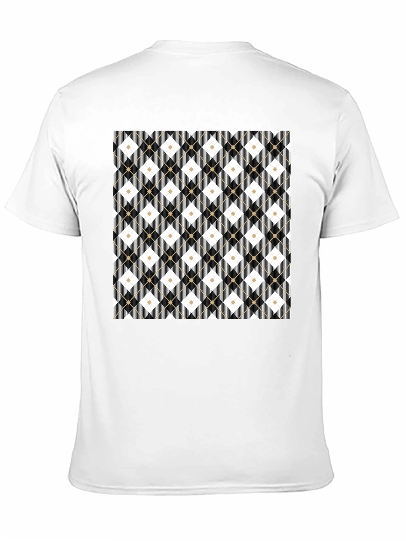 Stylish Argyle Pattern Black T-Shirt
