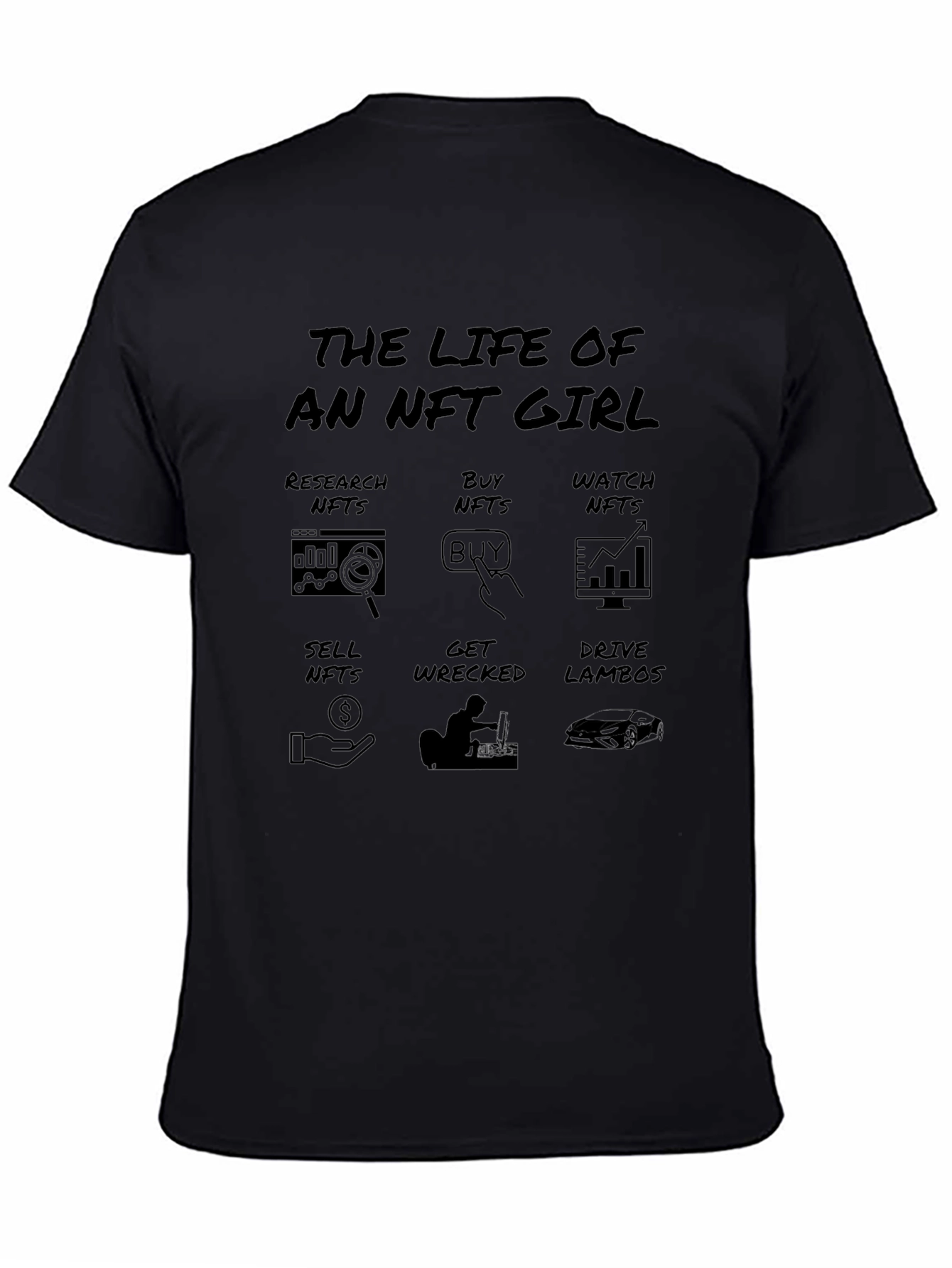 NFT Girl Black T-Shirt: Crypto Meme Tee