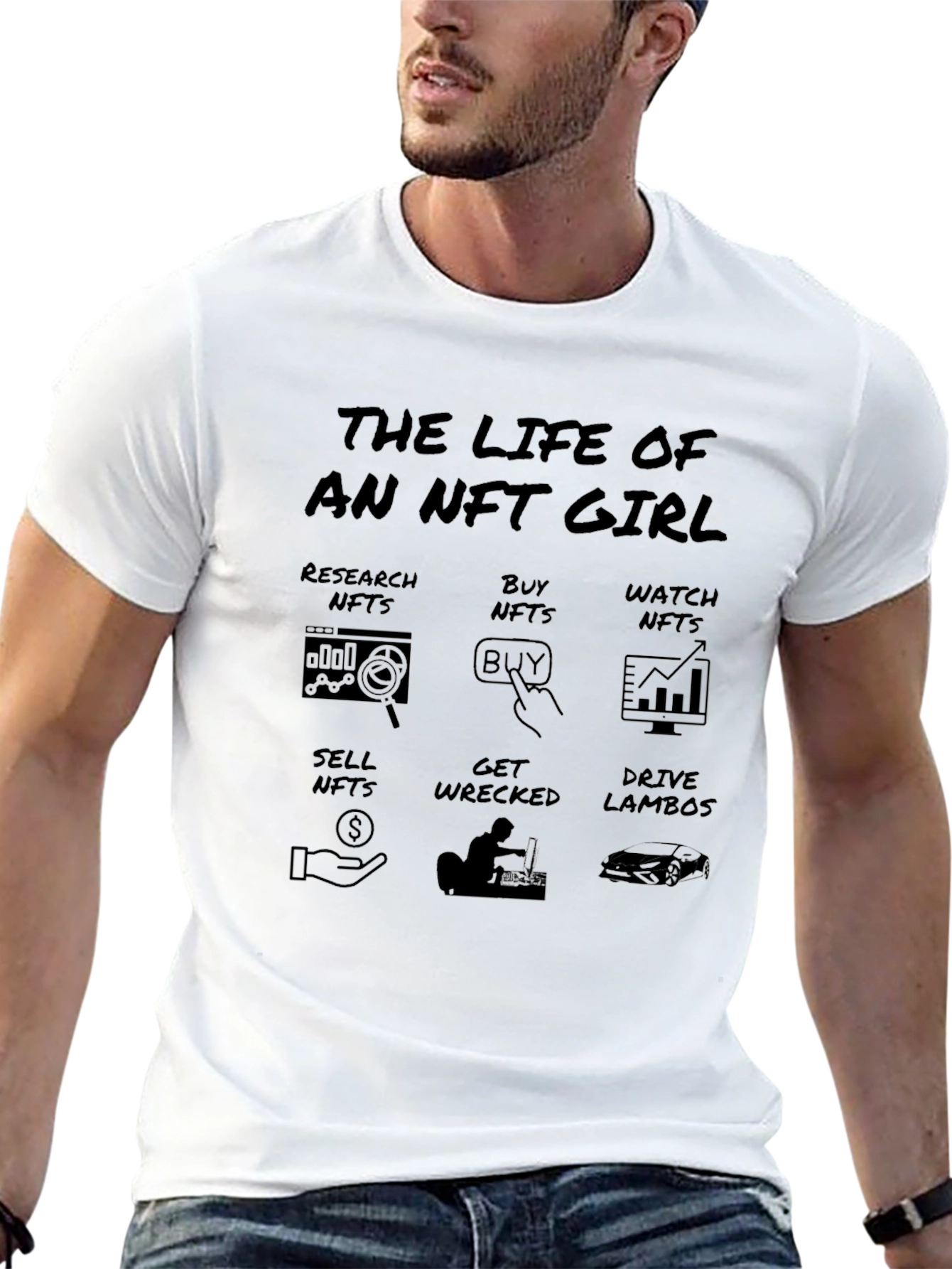 NFT Girl Black T-Shirt: Crypto Meme Tee