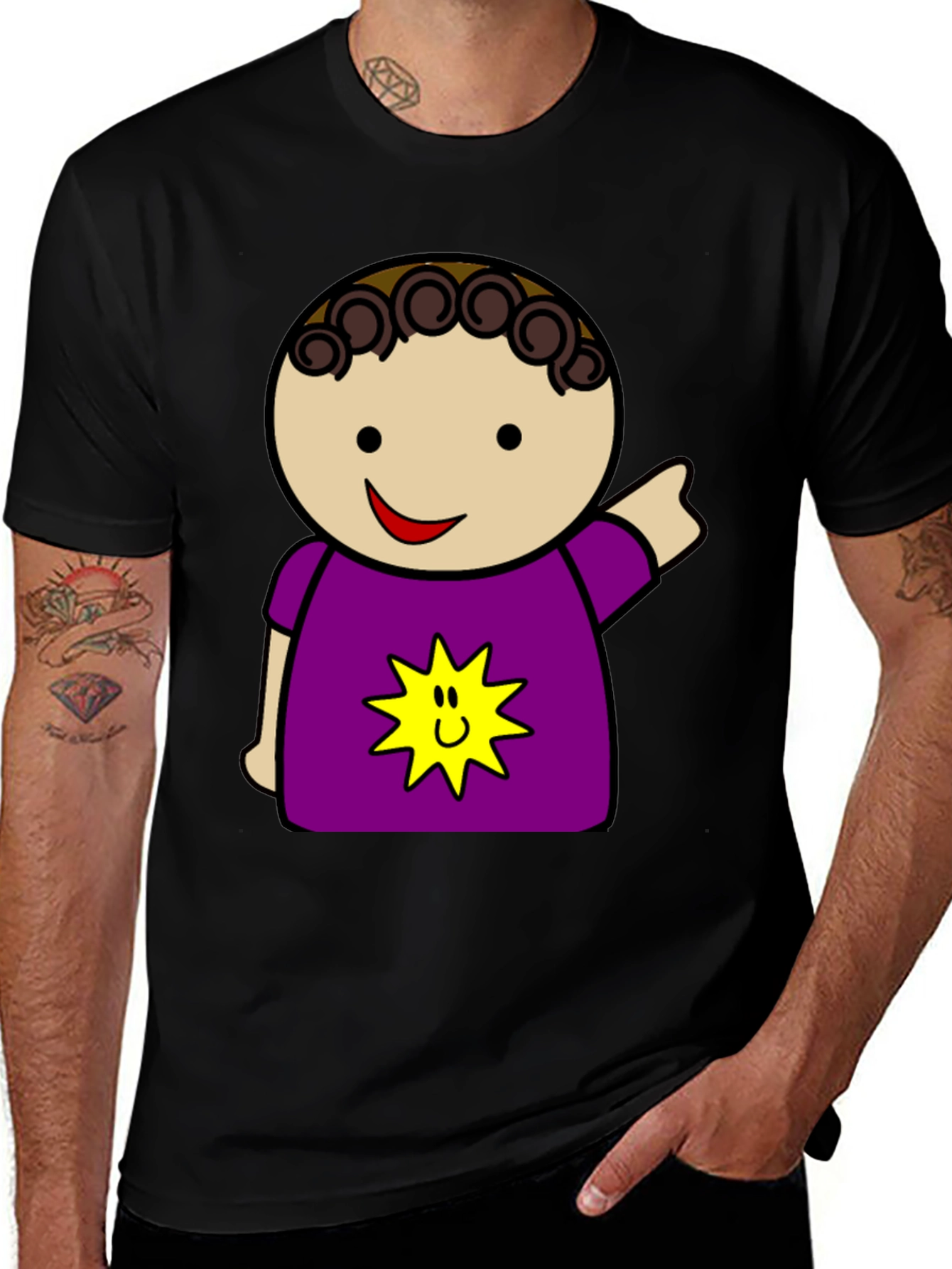 Cartoon Character Graphic Print Black T-Shirt