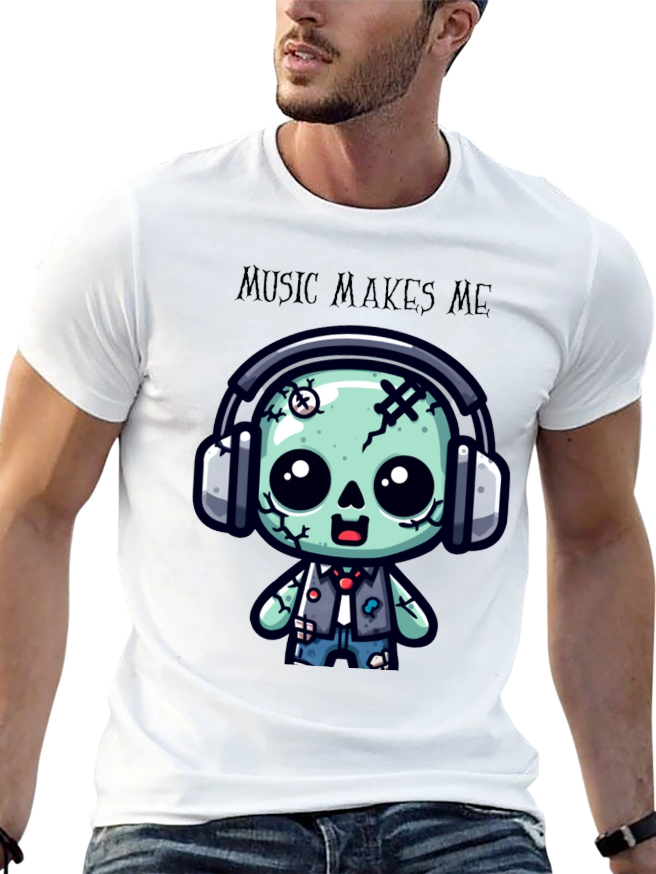 Music Makes Me Cute Zombie T-Shirt
