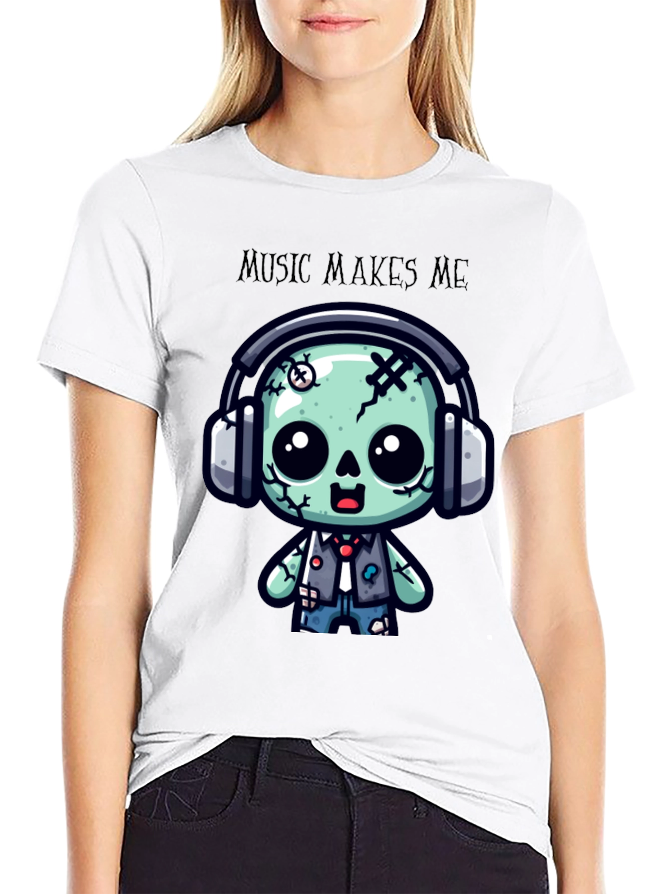 Music Makes Me Cute Zombie T-Shirt